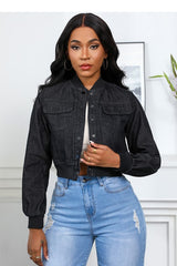 Crop Style Snap Button Denim Jacket