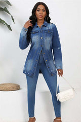 Long Sleeve Hobo Style Denim Jean Jacket