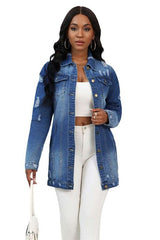 Long Sleeve Hobo Style Denim Jean Jacket