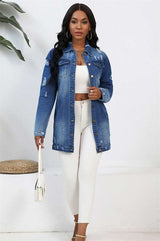 Long Sleeve Hobo Style Denim Jean Jacket