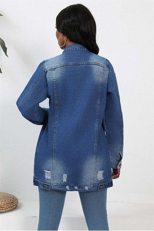 Long Sleeve Hobo Style Denim Jean Jacket