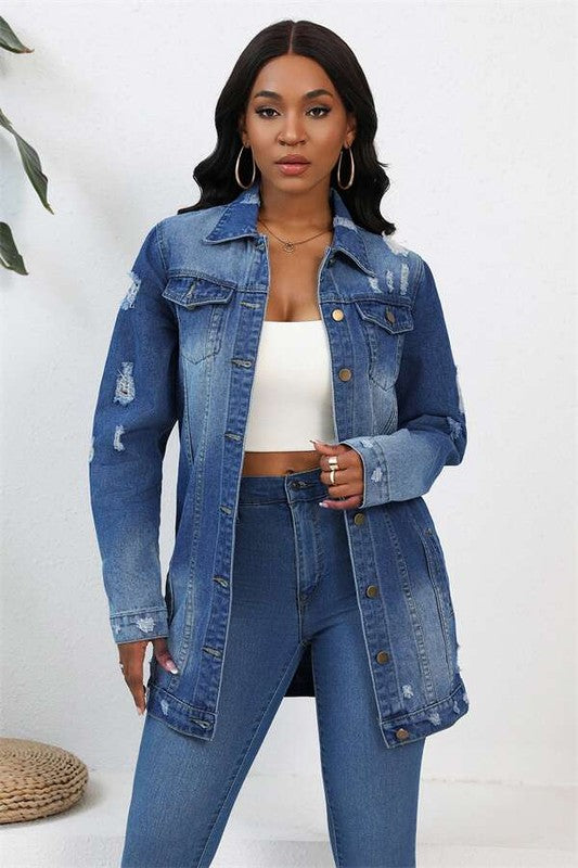 Long Sleeve Hobo Style Denim Jean Jacket