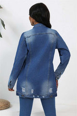 Long Sleeve Hobo Style Denim Jean Jacket