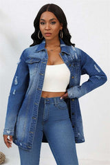 Long Sleeve Hobo Style Denim Jean Jacket