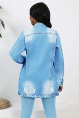 Front Pocket Hobo Style Denim Jean Jacket