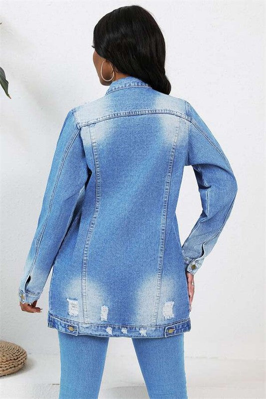 Front Pocket Hobo Style Denim Jean Jacket