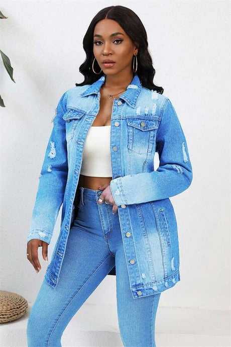 Front Pocket Hobo Style Denim Jean Jacket