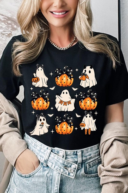 Cute Ghost Fall Pumpkin Halloween Graphic Tee