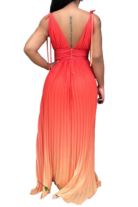 Sleeveless Deep-V Sun Style Maxi Dress