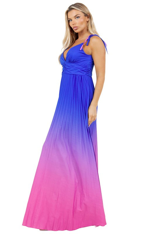 Sleeveless Deep-V Sun Style Maxi Dress