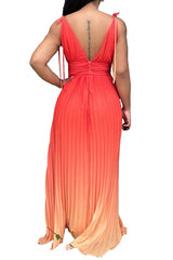 Sleeveless Deep-V Sun Style Maxi Dress