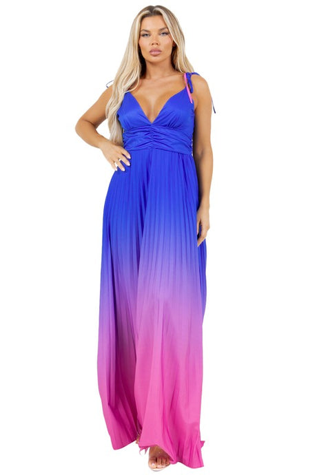 Sleeveless Deep-V Sun Style Maxi Dress