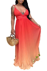 Sleeveless Deep-V Sun Style Maxi Dress