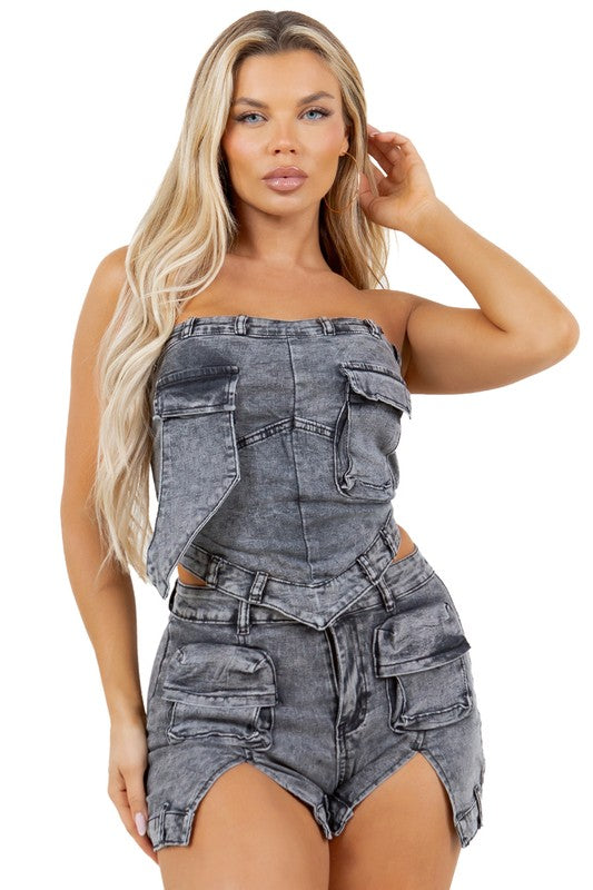 Cargo Style Shorts & Sleeveless Top Set