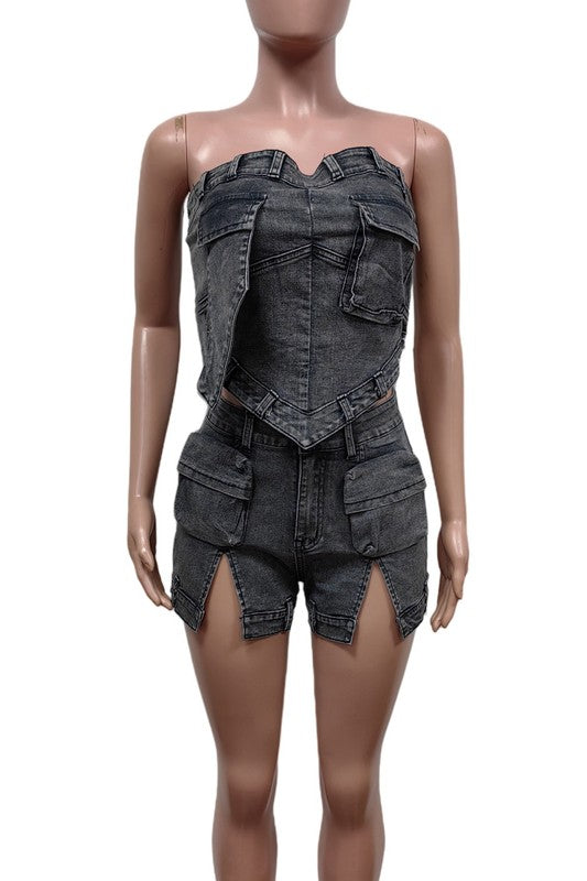 Cargo Style Shorts & Sleeveless Top Set