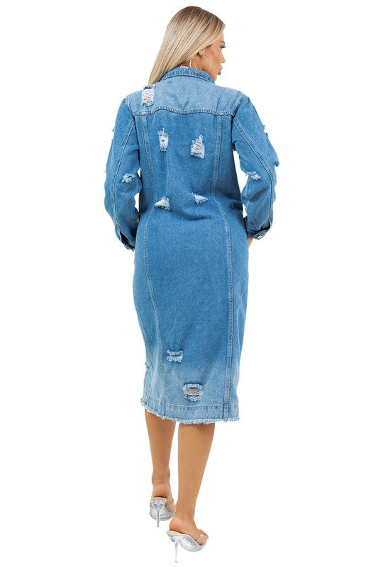 Retro Longline Denim Jacket Dress