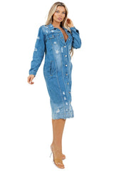 Retro Longline Denim Jacket Dress