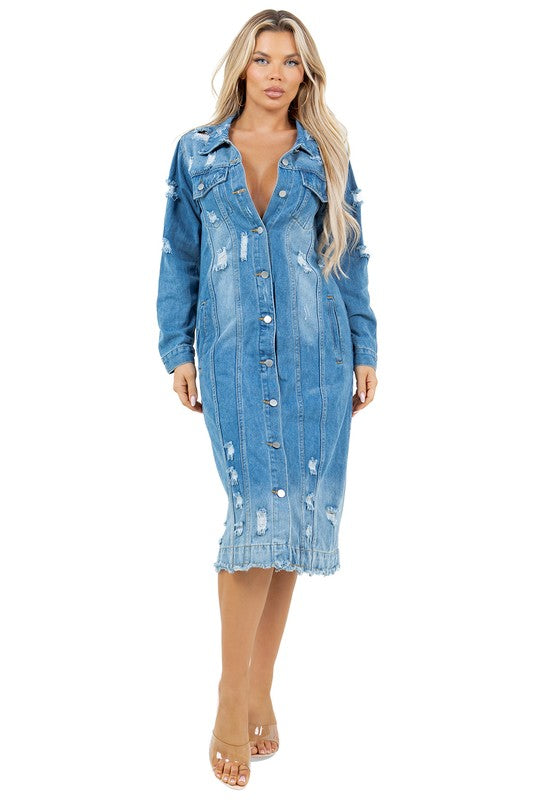 Retro Longline Denim Jacket Dress