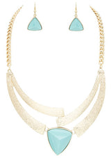 Color Stone Statement Bib Necklace Set