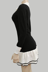 Front Button Look Long Sleeve Sweater Dress