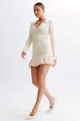 Front Button Look Long Sleeve Sweater Dress