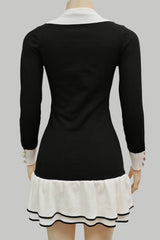 Front Button Look Long Sleeve Sweater Dress