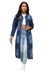 Retro Longline Button Up Maxi Denim Jacket