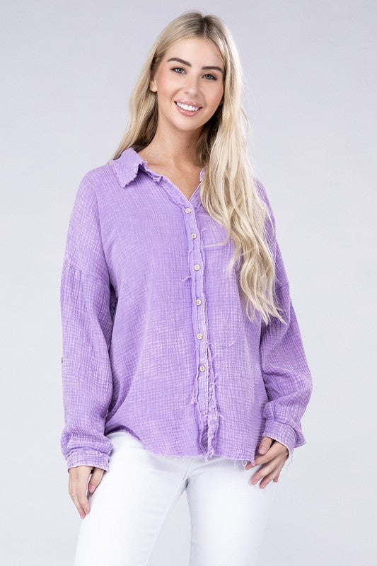 Washed Double Gauze Button Down Shirt king-general-store-5710.myshopify.com