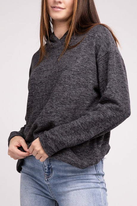 Hooded Brushed Melange Hacci Sweater king-general-store-5710.myshopify.com