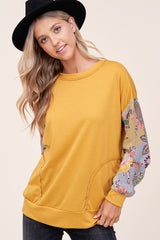 WOVEN FLORAL MIXED TOP