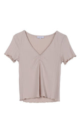 V-Neck Short Sleeve Ribbed Top king-general-store-5710.myshopify.com