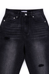 Black Distressed Straight Jeans king-general-store-5710.myshopify.com