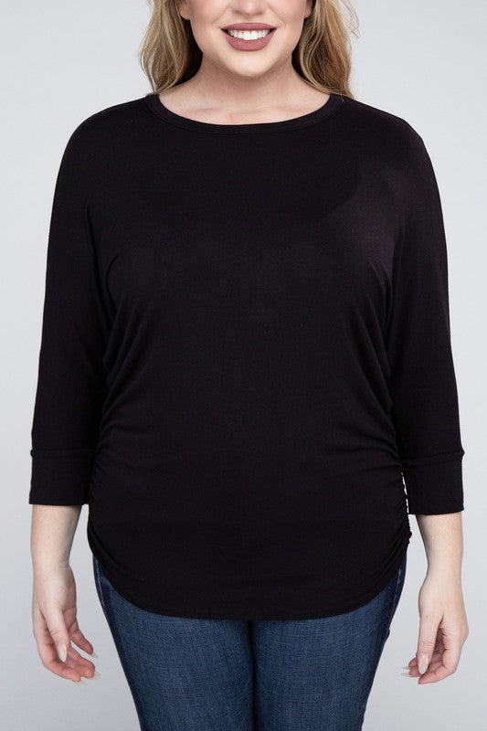 Plus Luxe Rayon Boat Neck 3/4 Sleeve Top king-general-store-5710.myshopify.com