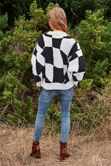 Multi Geo Checker Pullover Knit Sweater Top king-general-store-5710.myshopify.com