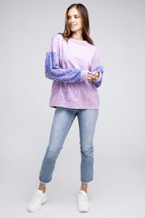 Velvet Sequin Sleeve Mineral Washed Top king-general-store-5710.myshopify.com