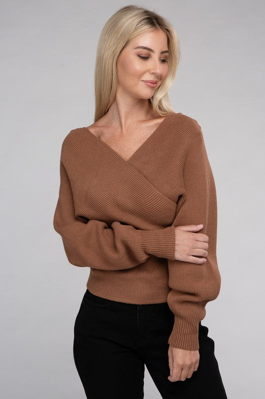 Viscose Cross Wrap Pullover Sweater king-general-store-5710.myshopify.com