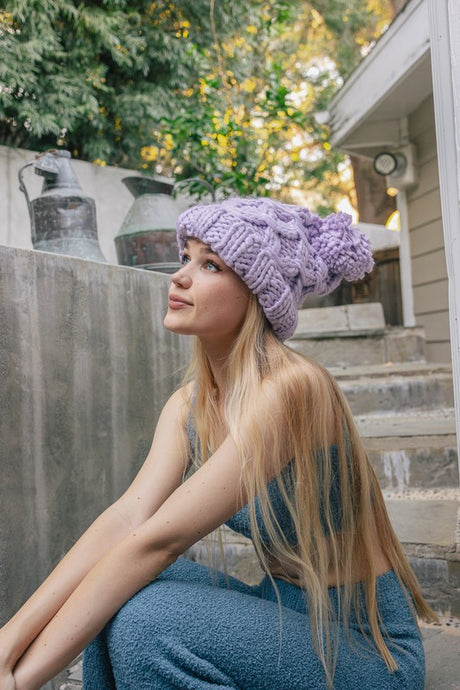 Oversized Chunky Knit Pom Beanie king-general-store-5710.myshopify.com