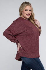 Plus Brushed Melange Drop Shoulder Sweater king-general-store-5710.myshopify.com