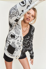 Plus Heart Paisley Color Block Cardigan king-general-store-5710.myshopify.com