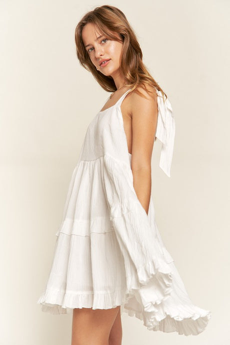 Square neck ruffle dress