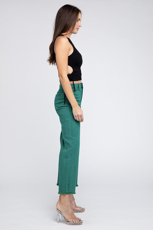 Acid Wash Frayed Cutoff Hem Straight Wide Pants king-general-store-5710.myshopify.com