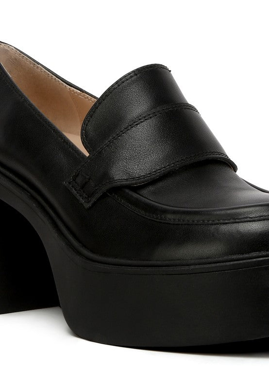 Elspeth Heeled Platform Leather Loafers king-general-store-5710.myshopify.com