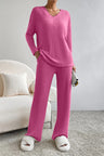 Ribbed V-Neck Top and Pants Set king-general-store-5710.myshopify.com