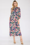 Celeste Full Size Floral Midi Dress with Bow Tied