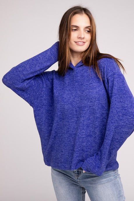 Hooded Brushed Melange Hacci Sweater king-general-store-5710.myshopify.com