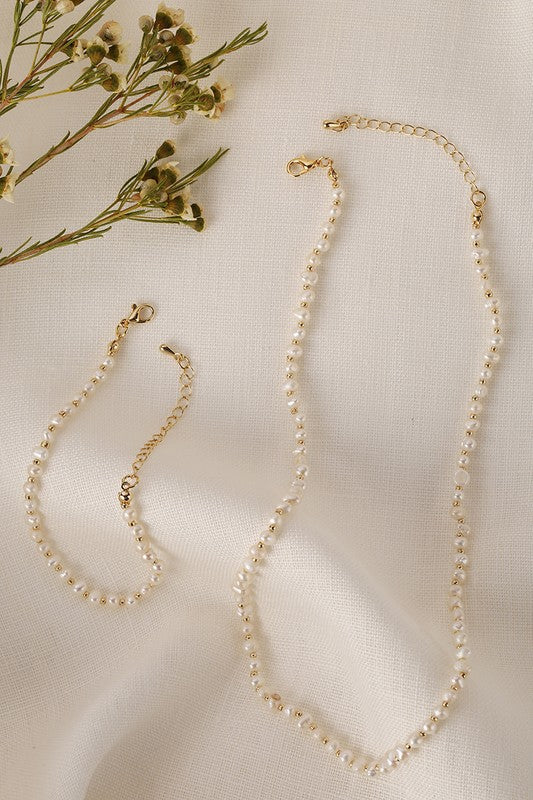 Natural Pearl and Gold Bracelet and Necklace Set king-general-store-5710.myshopify.com