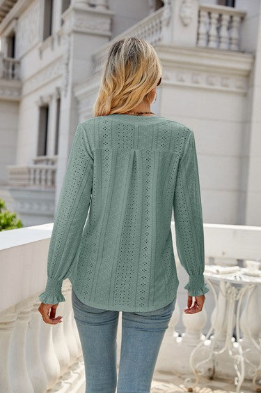 V-Neck Long Sleeve Top