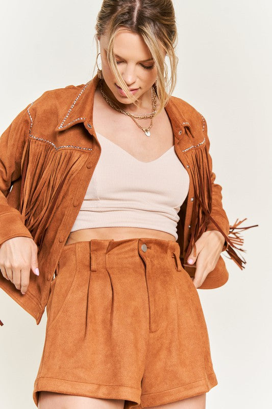 Soft Touch Suede Studded Fringe Jacket king-general-store-5710.myshopify.com