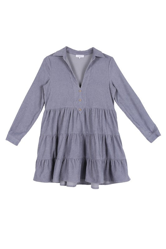 Corduroy Tiered Mini Dress king-general-store-5710.myshopify.com