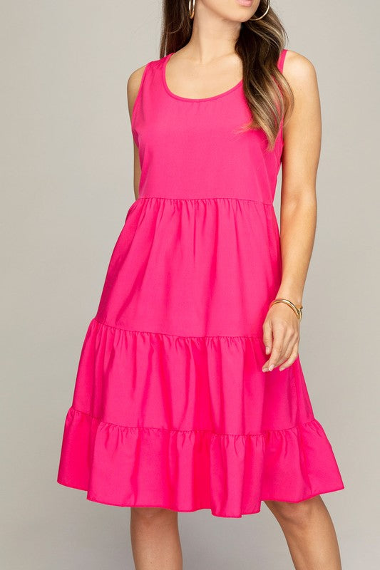 Sleeveless Tiered Midi Dress